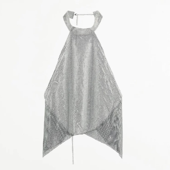 NWT Zara Jewel Chainmail Halter Top - Picture 3 of 7